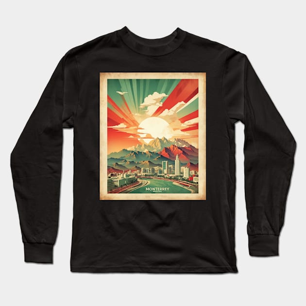 Monterrey Nuevo Leon Mexico Vintage Tourism Travel Sunset Long Sleeve T-Shirt by TravelersGems